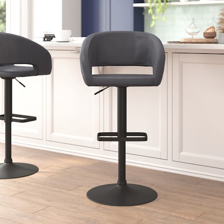 Flash Furniture Gray Vinyl Adjustable Height Barstool CH-122070-GYBK-GG